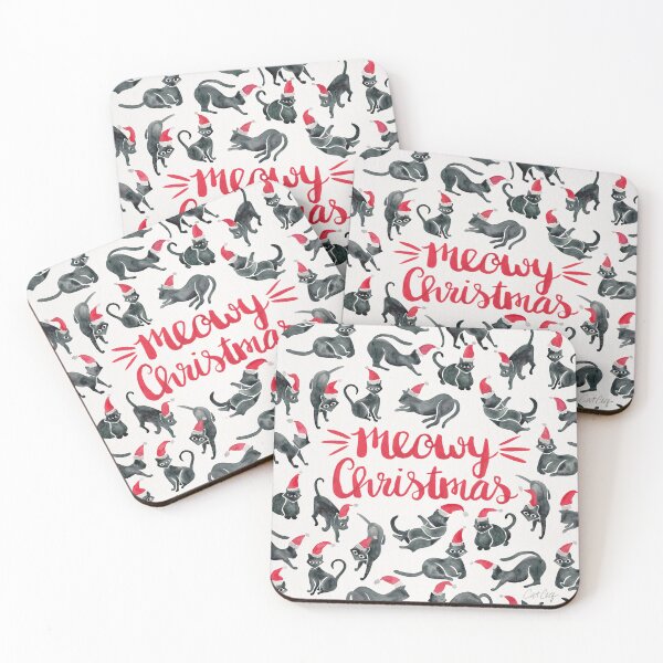 Item preview, Meowy Christmas – Red & Black designed and sold by Cat Coquillette.