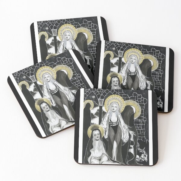 Item preview, New Mary - Virgin Mary dark goddess, black and white painting, dark art, occult design, gothic aesthetic, goth home decor, satanic painting, dark holy bible art designed and sold by SSINAMOON.