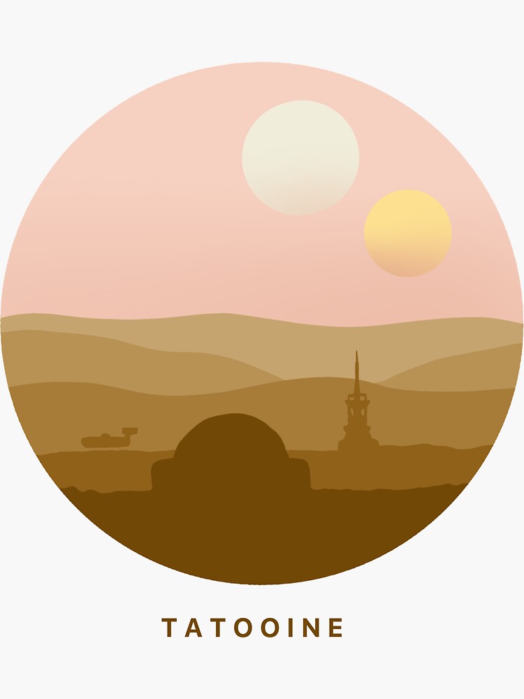 Tatooine Binary Sunset Planet Minimalist Sticker For Sale By Hmyerpost Redbubble 2087
