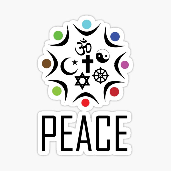 Religions together in Peace. Sticker