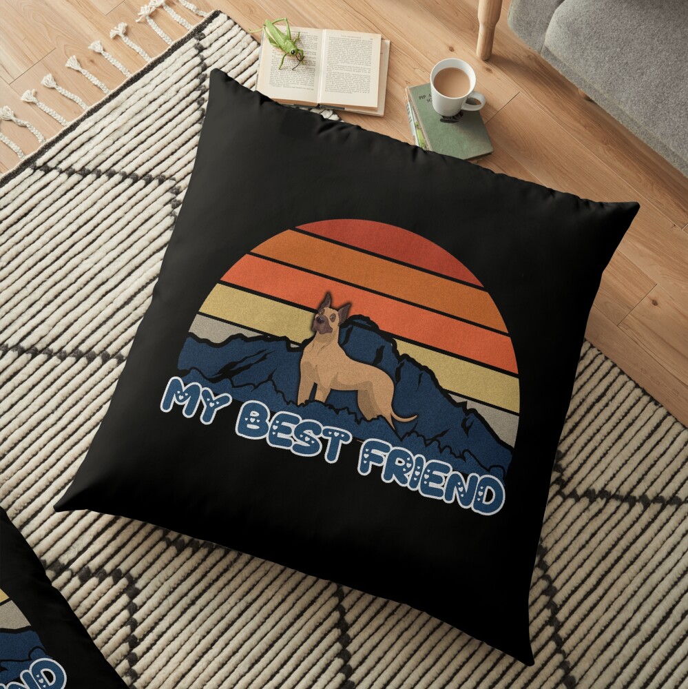 My Best Friend Boxer - German Boxer Dog Sunset Mountain Grainy Artsy Design Floor Pillow