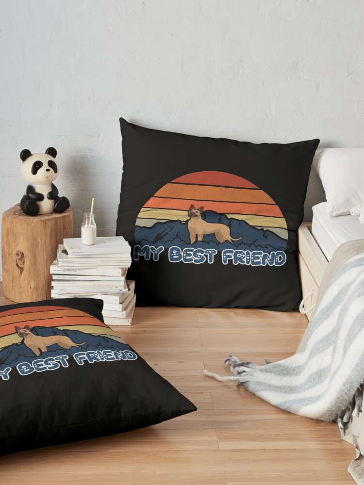 Alternate view of My Best Friend Boxer - German Boxer Dog Sunset Mountain Grainy Artsy Design Floor Pillow