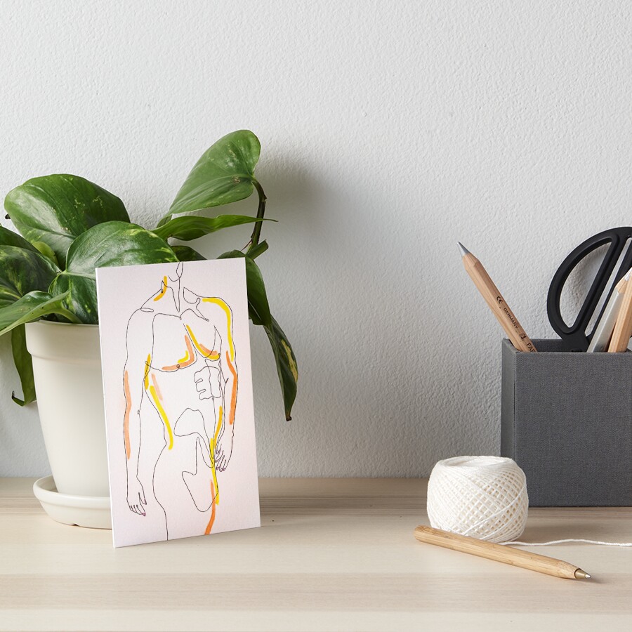 "line art male body" Art Board Print by Mhfartwork Redbubble
