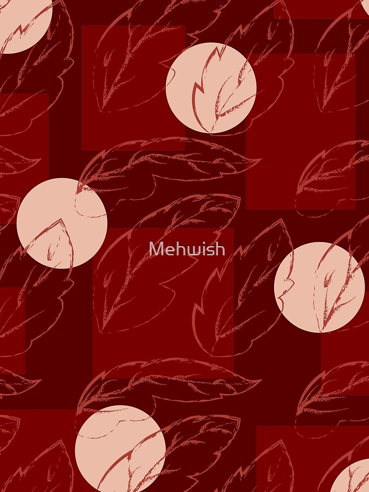 Maroon Circle Square Leaves Pattern by Mehwish