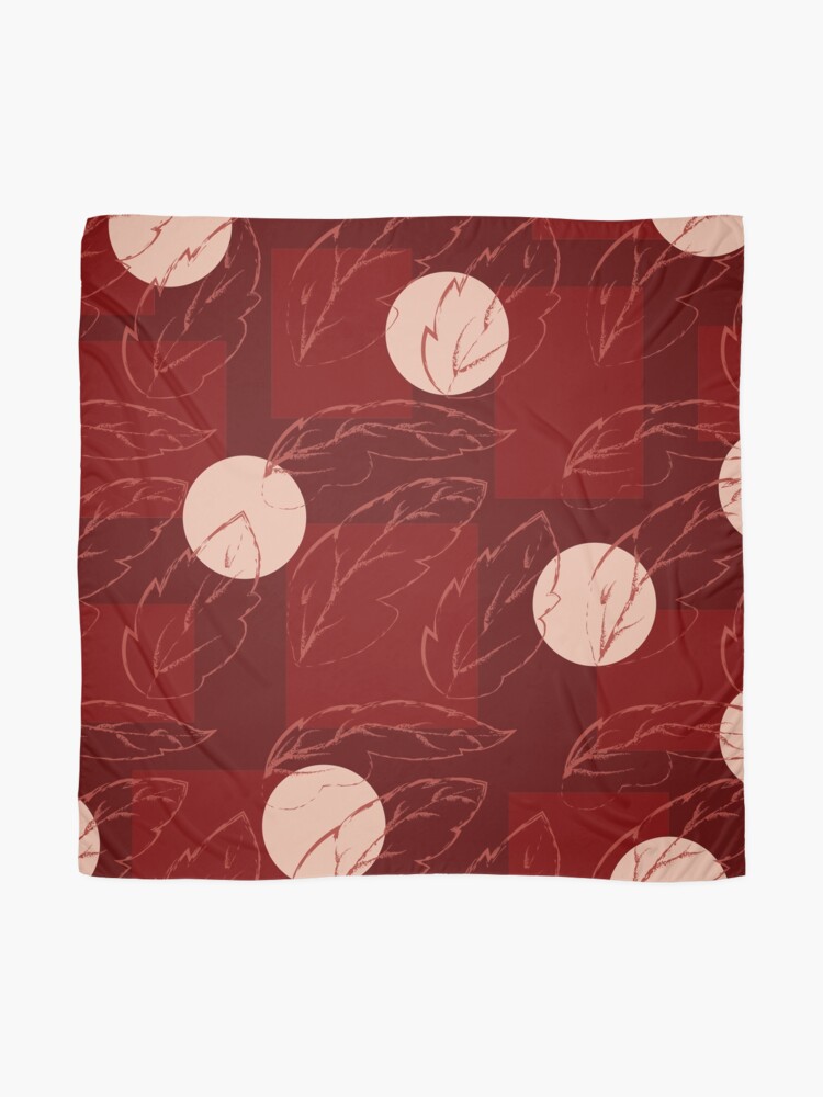 Alternate view of Maroon Circle Square Leaves Pattern Scarf