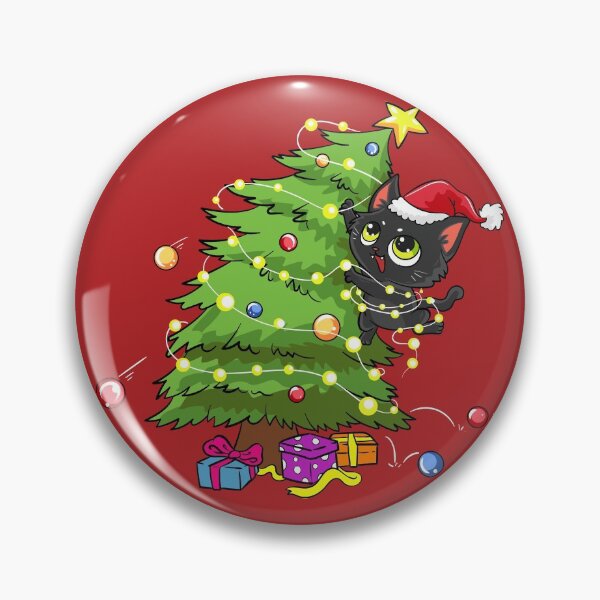 Item preview, Santa Black Cat Tangled Up In Christmas Tree Lights Holiday designed and sold by tronictees.