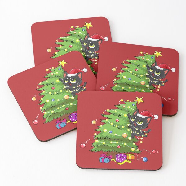 Artikelvorschau, Santa Black Cat verwirrt in Weihnachtsbaum Lichter Urlaub entworfen und verkauft von tronictees.