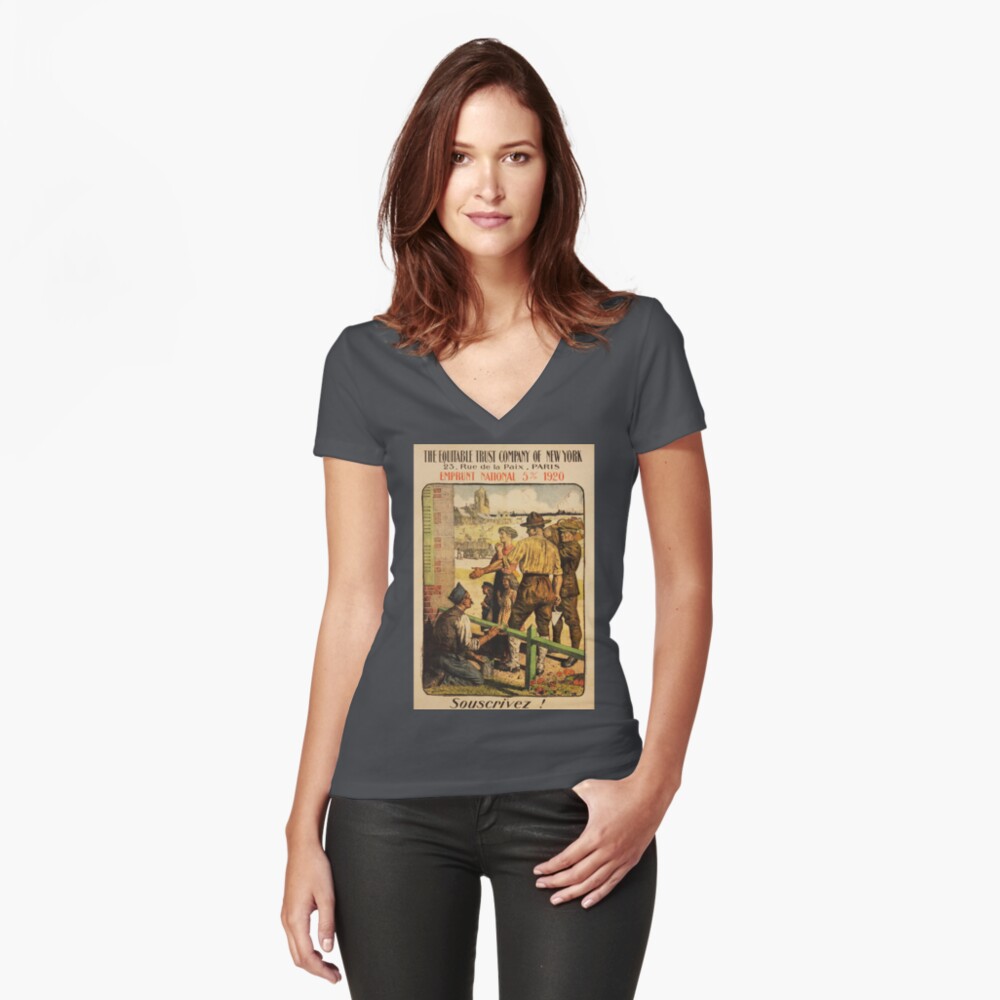 Item preview, Fitted V-Neck T-Shirt designed and sold by retroposters.