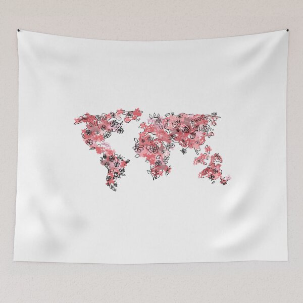 Item preview, World Map with Flowers designed and sold by hanstrickland99.