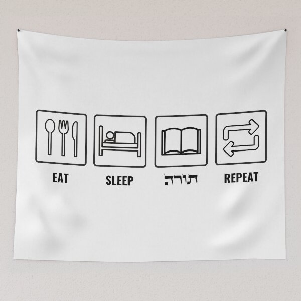 Item preview, Eat Sleep Torah Repeat! Jewish Humor designed and sold by Amber Dove Studio.