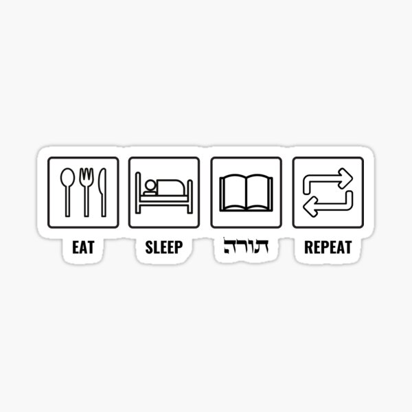 Item preview, Eat Sleep Torah Repeat! Jewish Humor designed and sold by JMMJudaica.