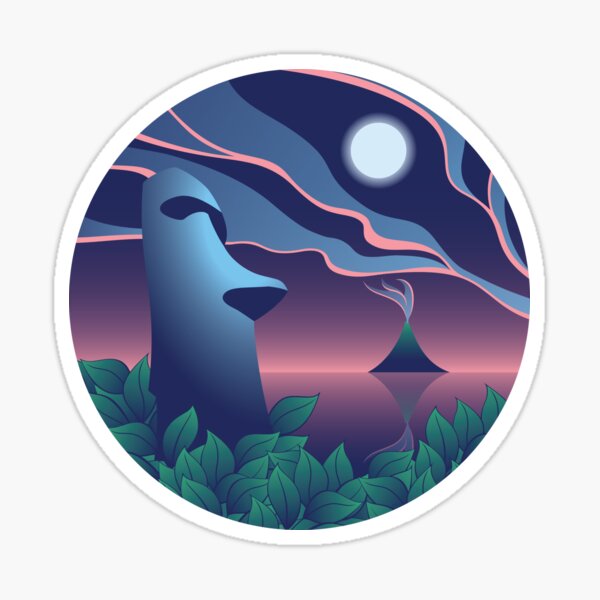Moai Tiki Sticker