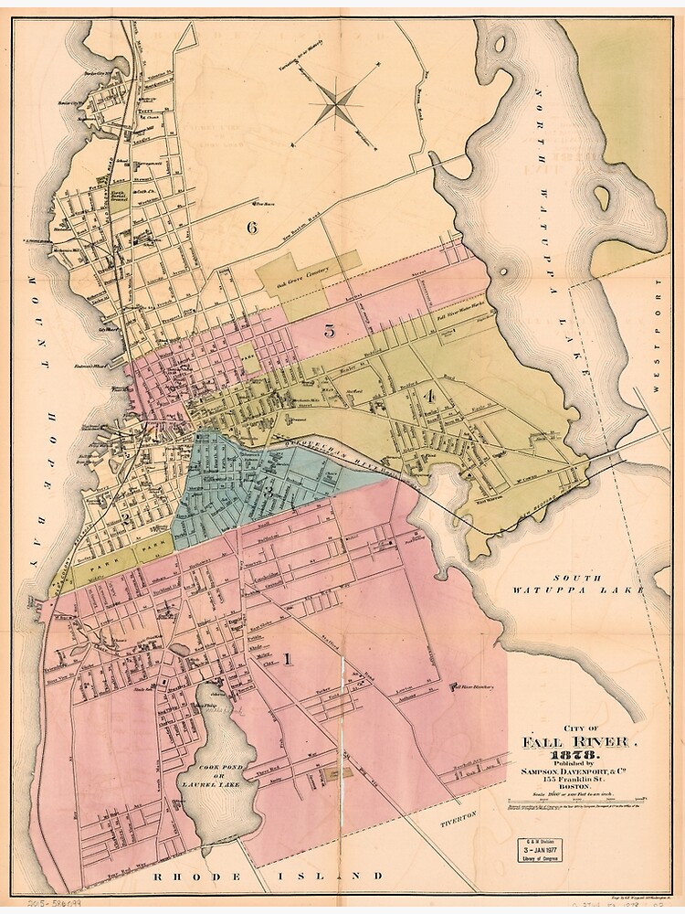 "City of Fall River Massachusetts Map (1878)" Poster by allhistory
