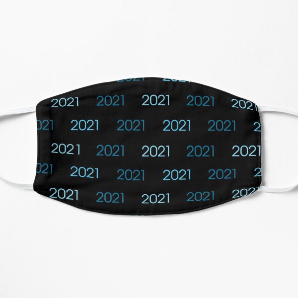  2021 blue man for the new year (party) black background Flat Mask