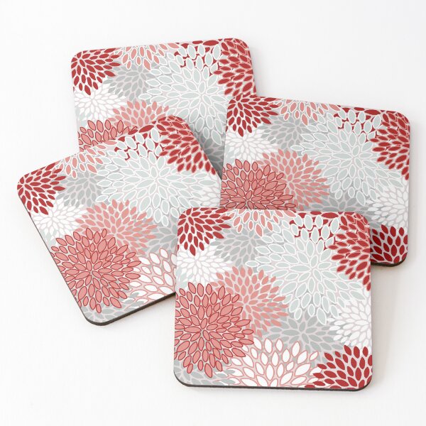 Item preview, Christmas Floral, Red, Pink and Winter Gray, Floral Prints designed and sold by meggydesigns.