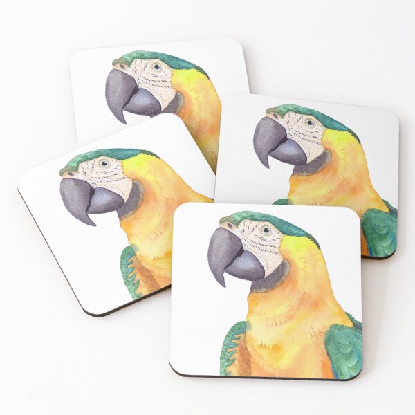 Item preview, blue-and-gold macaw  ara ararauna parrot watercolor designed and sold by L'Atelier Oranjade.