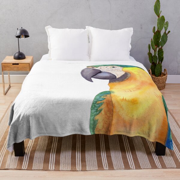 Item preview, blue-and-gold macaw ara ararauna parrot watercolor designed and sold by L'Atelier Oranjade.