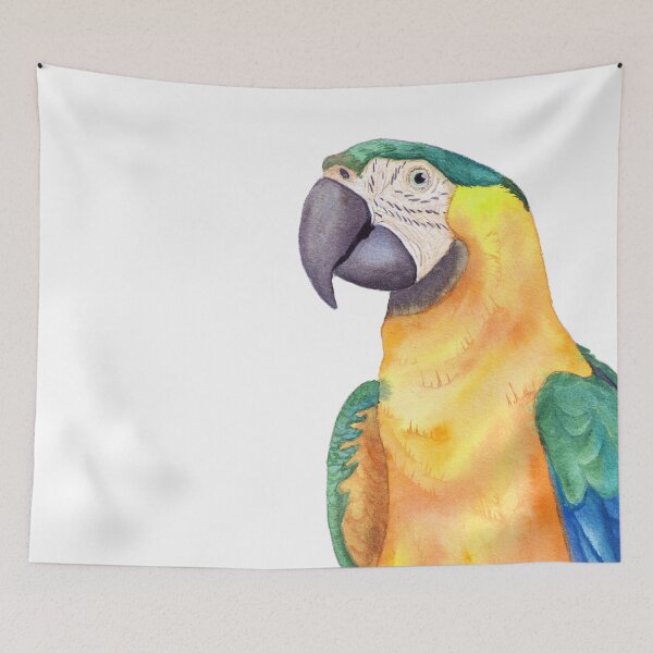 Item preview, blue-and-gold macaw  ara ararauna parrot watercolor designed and sold by L'Atelier Oranjade.