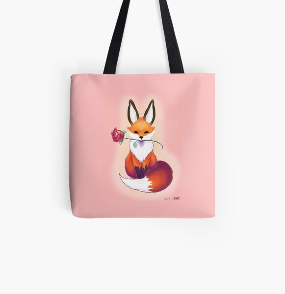 Cute cartoon fox with roses female fox gifts #1 Weekender Tote Bag by  Norman W - Pixels