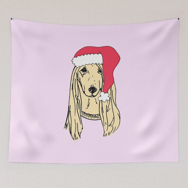 Item preview, Afghan hound with Santa hat ready for Christmas designed and sold by NinaBetterNot.
