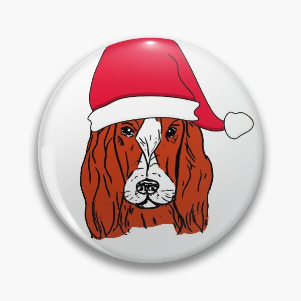 Item preview, Red and white setter with Santa hat ready for Christmas designed and sold by NinaBetterNot.