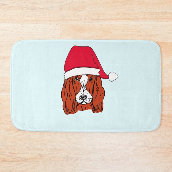 Item preview, Red and white setter with Santa hat ready for Christmas designed and sold by NinaBetterNot.