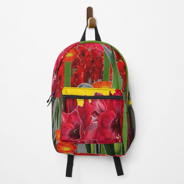 Item preview, ABSTRACTED RED AMARYLLIS GARDEN WITH ORANGE & GREY designed and sold by sharlesart.