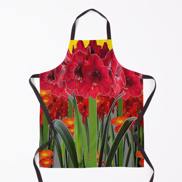 Item preview, ABSTRACTED RED AMARYLLIS GARDEN WITH ORANGE & GREY designed and sold by sharlesart.