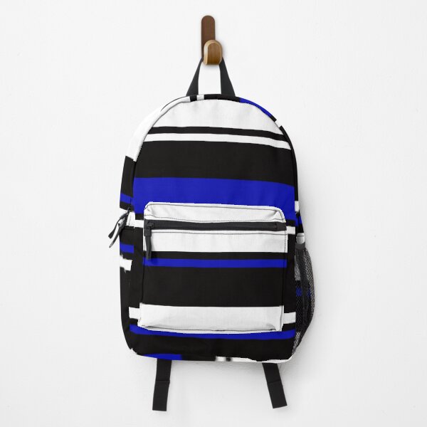 Item preview, White, black and blue stripes designed and sold by Tiia Vissak.