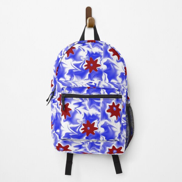 Item preview, Two red blooms on blue designed and sold by Tiia Vissak.