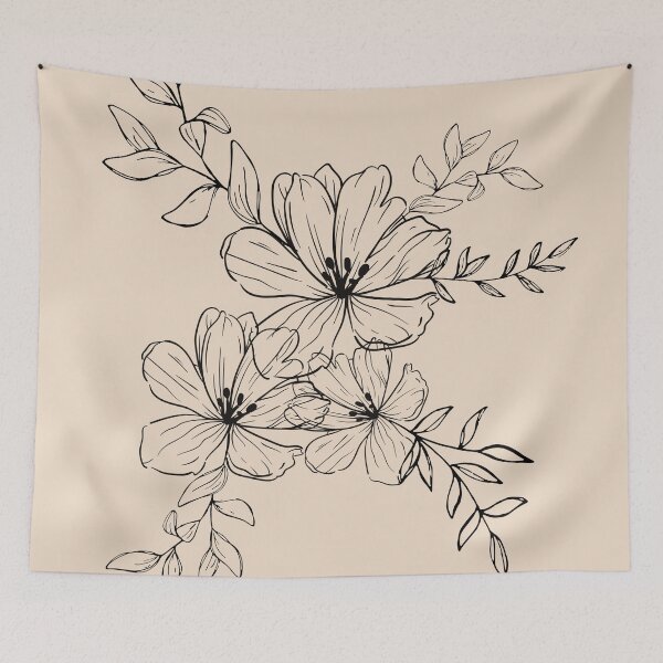 Item preview, Abstract digital Minimalist Black Flower Leaves Design designed and sold by zedonee.