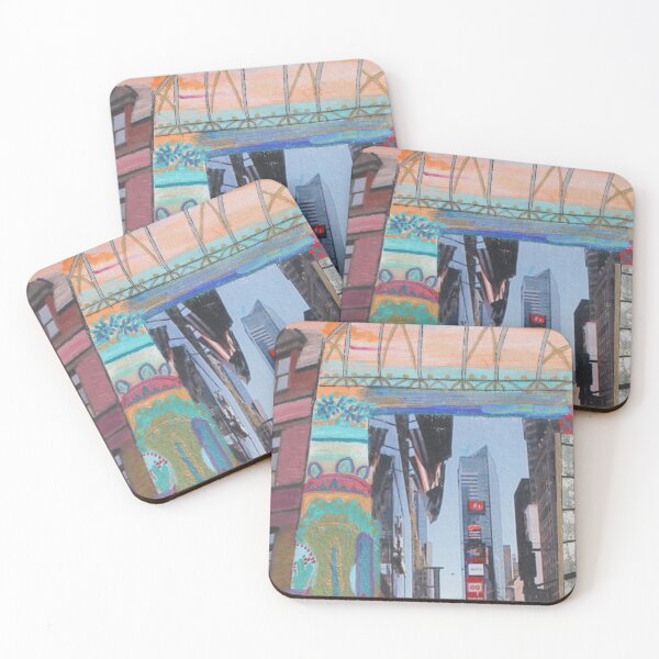 Item preview, Fantasy Manhattan cityscape collage handmade painting  designed and sold by Colorise.