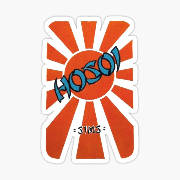 Hosoi sunrise, sims retro skateboard t shirt design. Sticker