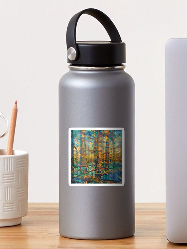 Thumbnail 1 of 3, Sticker, Forest abstract digital painting designed and sold by blackhalt.