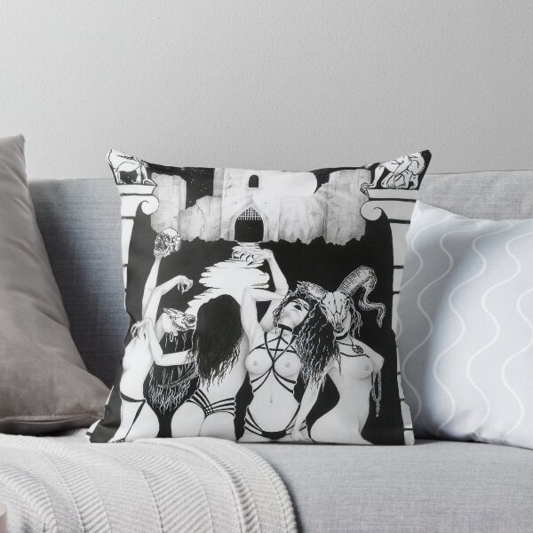 Item preview, Coven - gothic art, dark art, sexy nuns, naked BDSM girls, nuns worshiping their master, Satanic art, black and white painting, occult art, retro vintage aesthetic, horror gothic designed and sold by SSINAMOON.