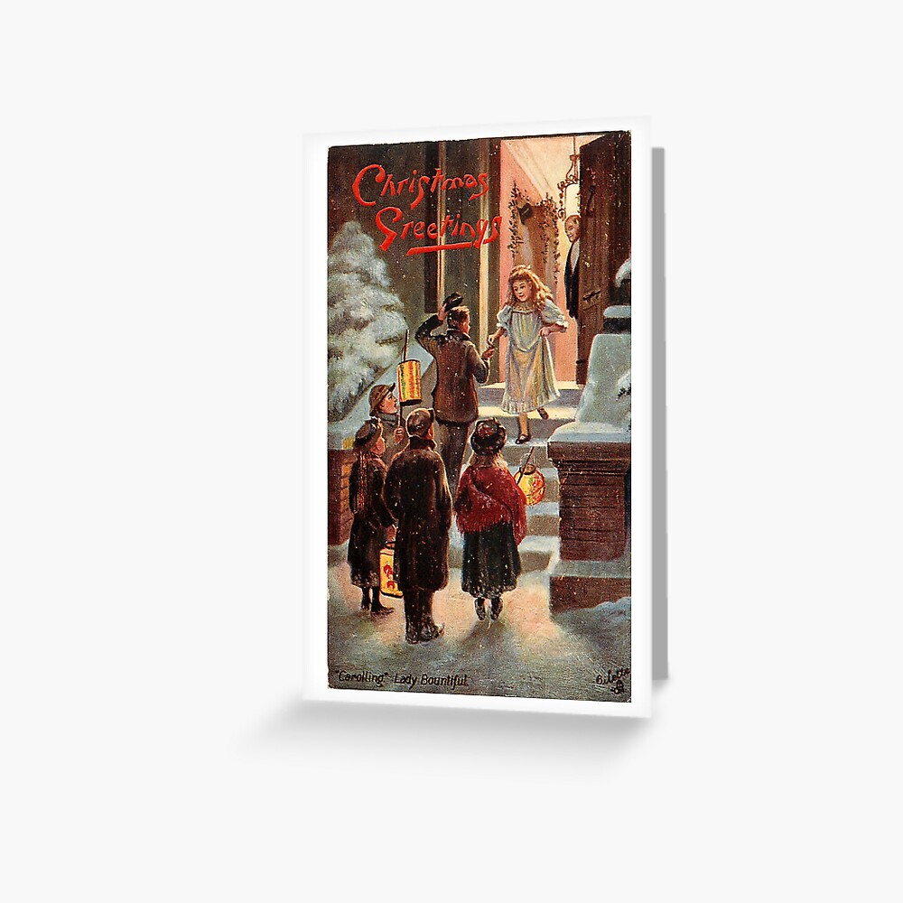 Vintage "Caroling" Christmas Postcard (1908) Greeting Card