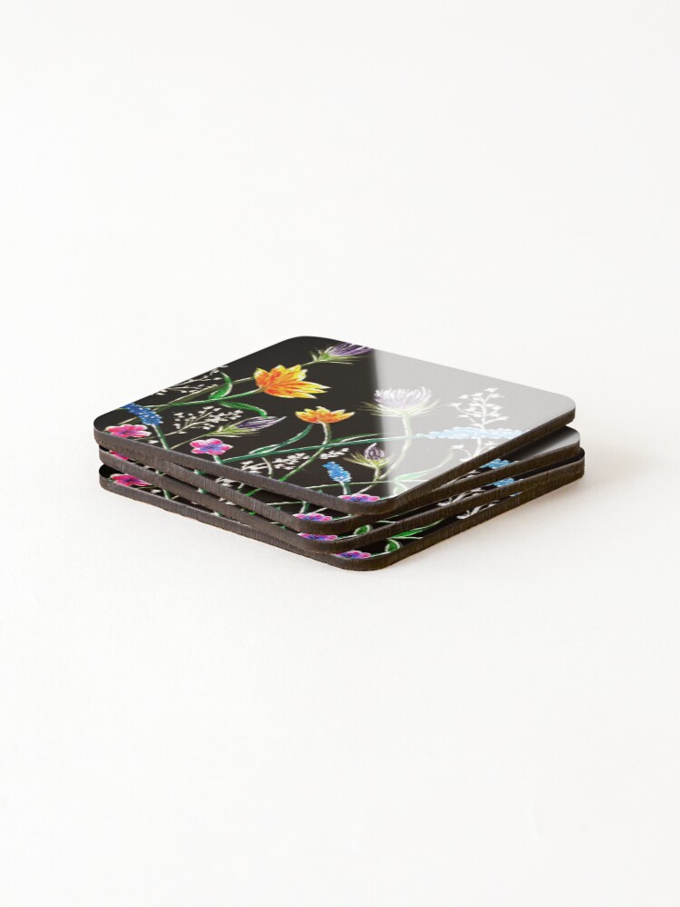 Thumbnail 4 of 5, Coasters (Set of 4), Neon Flowers designed and sold by RjB-Designs.
