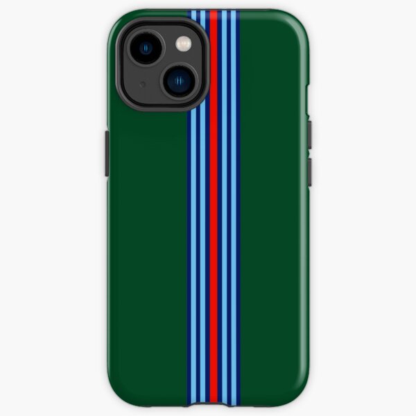 Racing Stripes British Racing Fondo Verde Funda resistente para iPhone