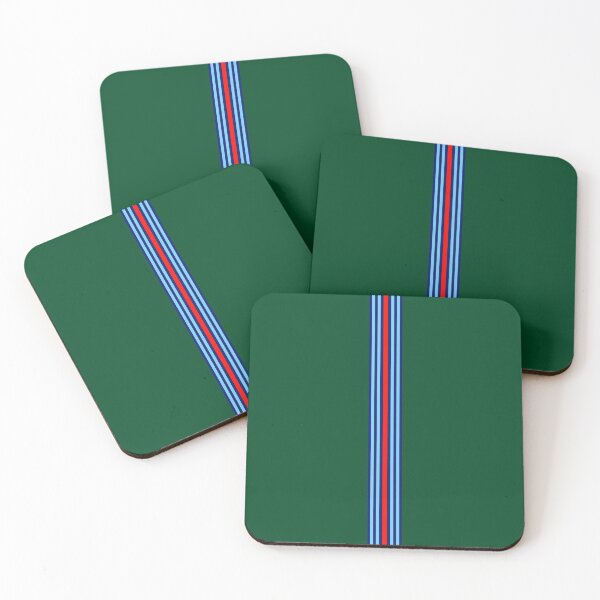 Item preview, Martini Racing Stripes on British Racing Green – Vintage Motorsport Livery, Classic Racing Design designed and sold by Road To Track.