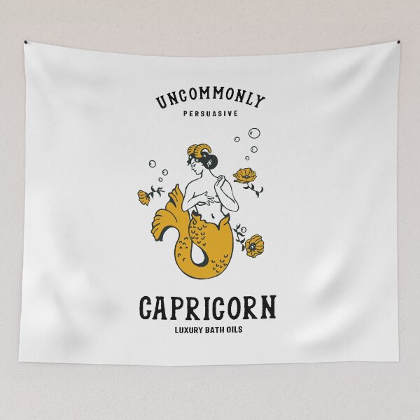 Item preview, "Capricorn Luxury Bath Oils: Uncommonly Persuasive" Cool Zodiac Art designed and sold by The Whiskey Ginger Design Shop.