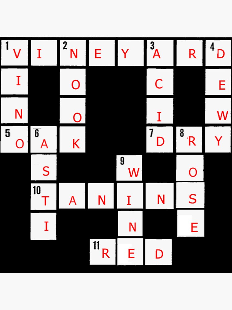 quot Wine Terms Crossword Puzzle Design quot Sticker for Sale by WineGraphics quot Wine Terms Crossword Puzzle Design quot Sticker for Sale by WineGraphics