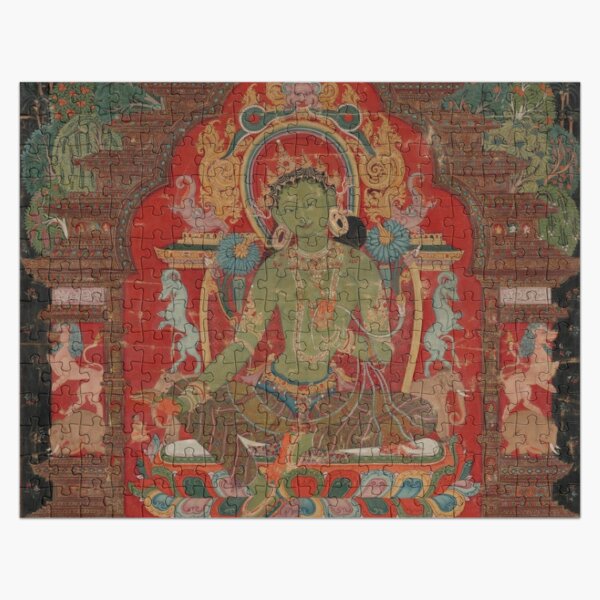Green Tara (Khadiravani) is usually associated with protection from fear and the eight obscurations: pride, ignorance, hatred and anger,  jealousy, bandits and thieves and so on.  Jigsaw Puzzle