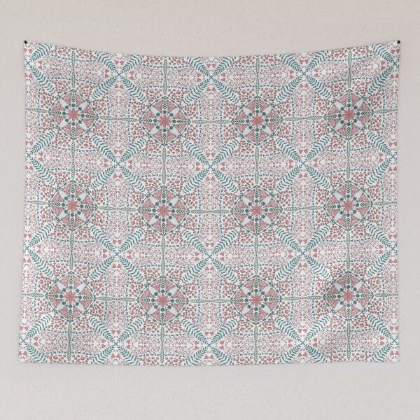 Item preview, Flower and Heart Pattern in Pastel Pink and Teal  designed and sold by CottoVerdi.