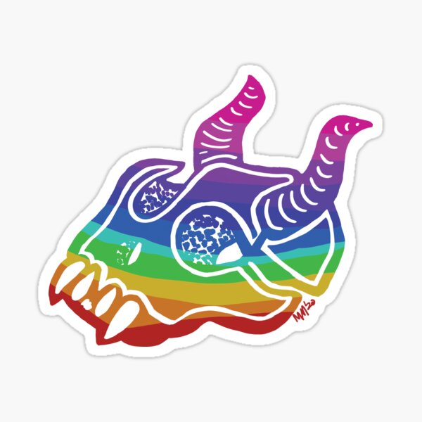 Horned Skull Rainbow Sticker