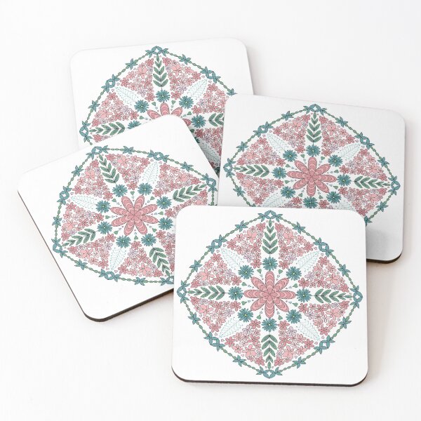 Item preview, Flower and Heart Pattern in Pastel Pink and Teal  designed and sold by CottoVerdi.