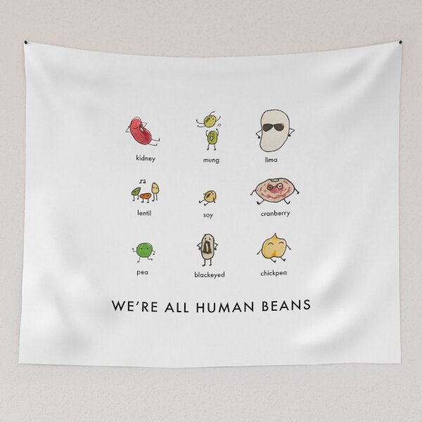 Item preview, we're all human beans - black text designed and sold by penguimelia.