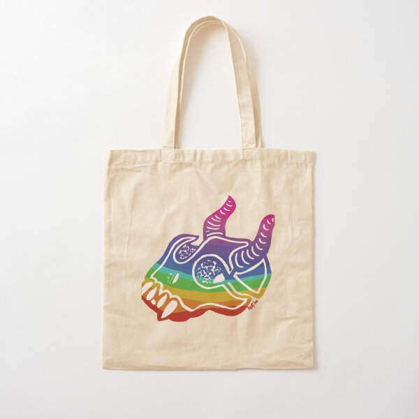 Horned Skull Rainbow Cotton Tote Bag
