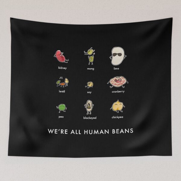 Item preview, we're all human beans - white text designed and sold by penguimelia.