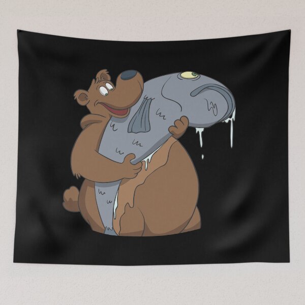 Item preview, A bear with angler trophy fish designed and sold by Monkey Ful.