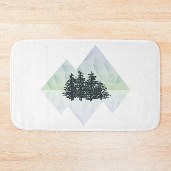 Item preview, Geometric mountains with trees (green) designed and sold by frangipaniarts.